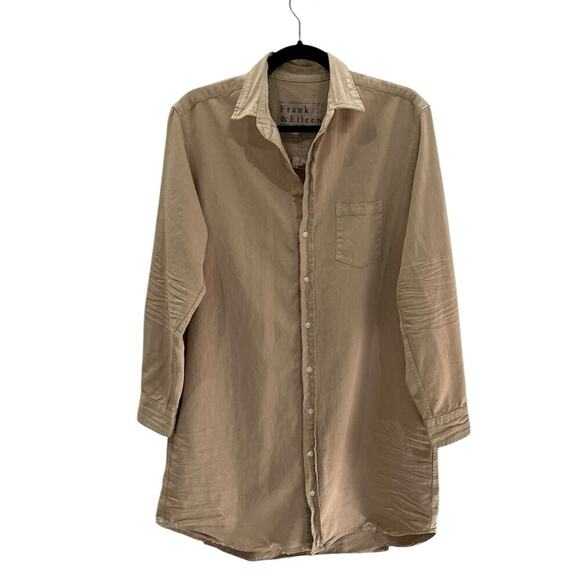 Frank & Eileen Mary Classic Shirtdress Sand Beige Cotton Size Medium Mini Length - Picture 6 of 14